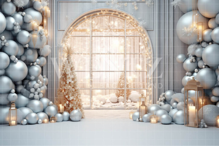 Fabric Photography Background Christmas Set with Window / Backdrop 4175