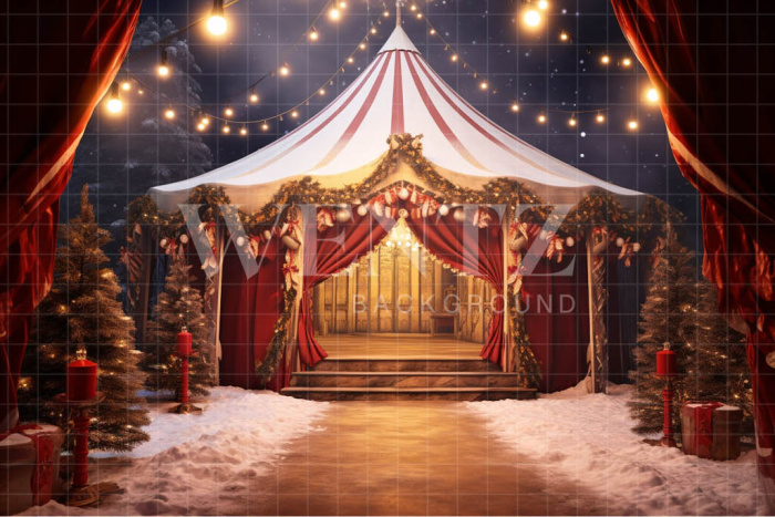 Fabric Photography Background Christmas Circus / Backdrop 4177