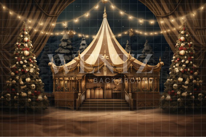 Fabric Photography Background Christmas Circus / Backdrop 4178