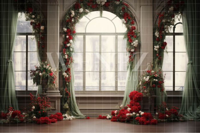 Fabric Photography Background Floral Christmas Room / Backdrop 4182