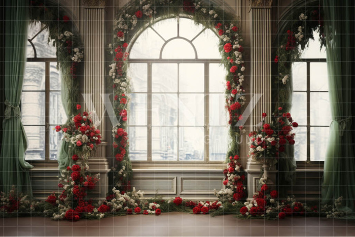 Fabric Photography Background Floral Christmas Room / Backdrop 4183