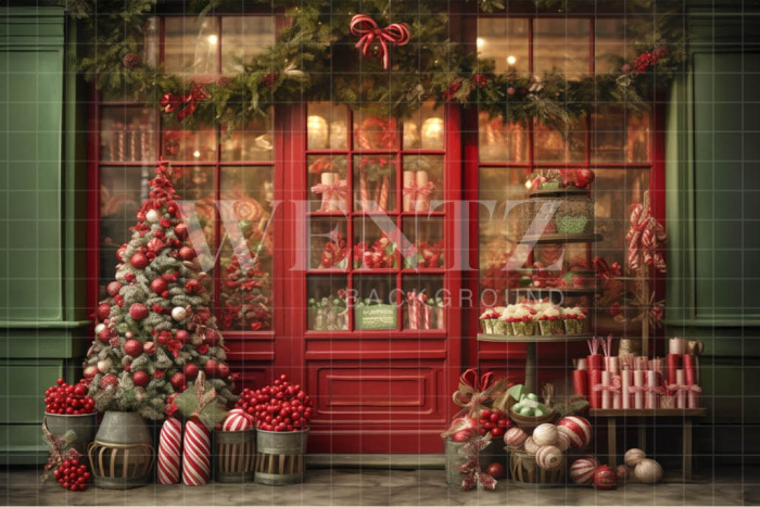 Fabric Photography Background Christmas Store / Backdrop 4196