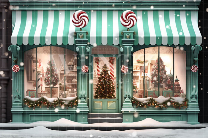 Fabric Photography Background Christmas Candy Store / Backdrop 4225