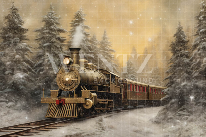 Fabric Photography Background Christmas Train / Backdrop 4231