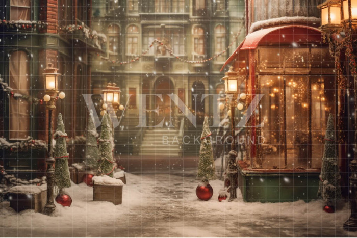 Fabric Photography Background Christmas Village / Backdrop 4237