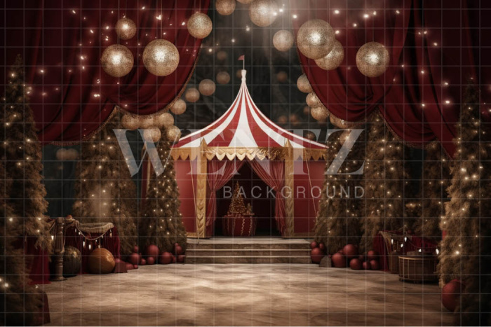 Fabric Photography Background Christmas Circus / Backdrop 4257