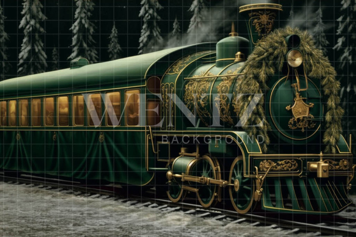 Fabric Photography Background Christmas Train / Backdrop 4263