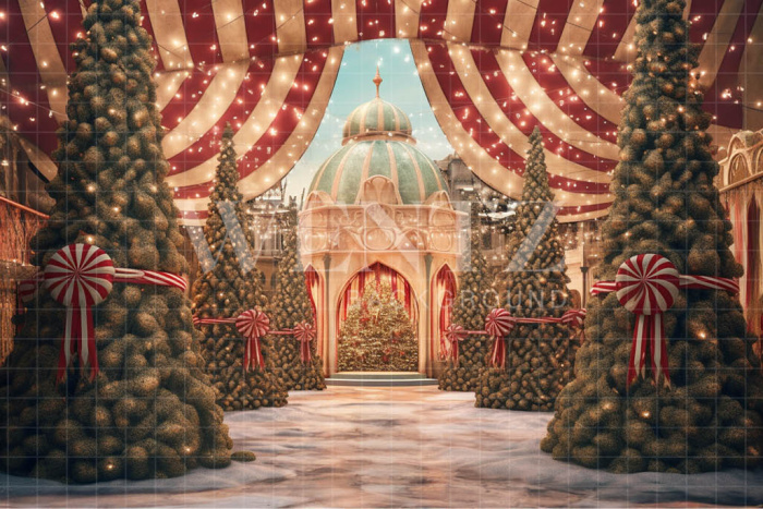 Fabric Photography Background Christmas Circus / Backdrop 4305