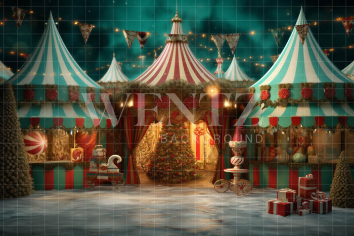 Fabric Photography Background Christmas Circus / Backdrop 4306