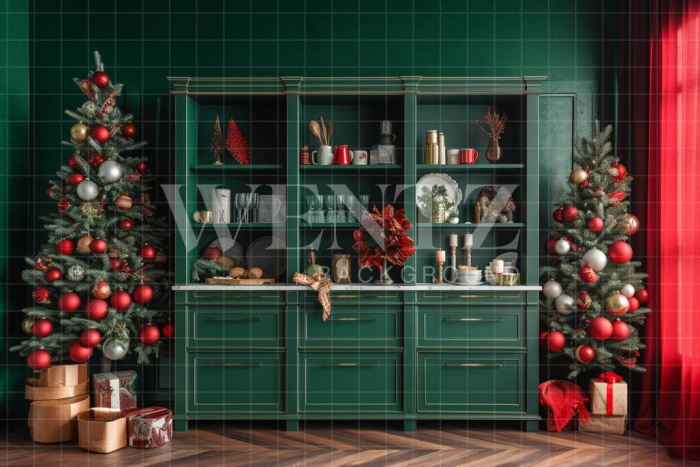 Fabric Photography Background Christmas Cabinet / Backdrop 4307