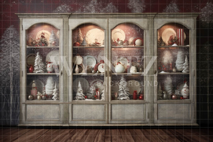 Fabric Photography Background Christmas Cabinet / Backdrop 4308