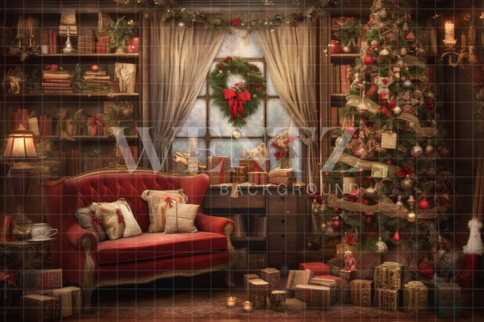 Fabric Photography Background Vintage Christmas Room / Backdrop 4330