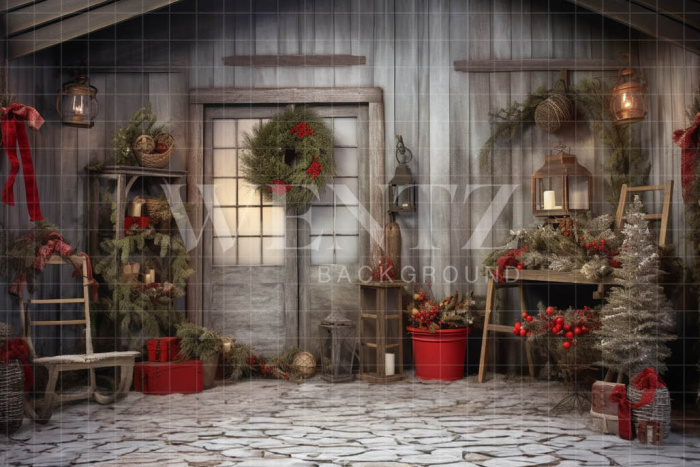 Fabric Photography Background Rustic Christmas Set / Backdrop 4335