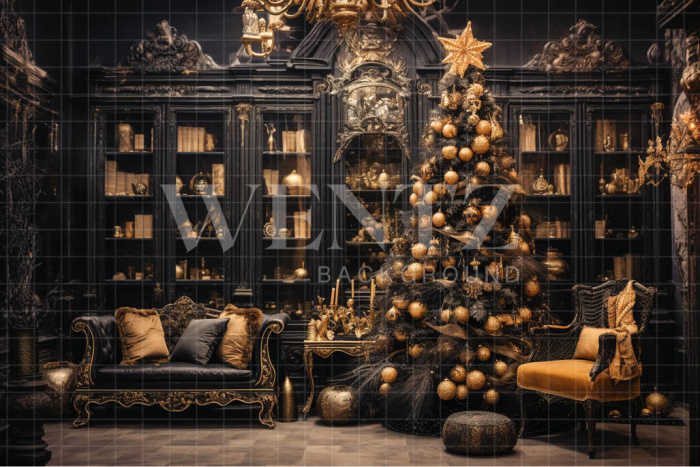 Fabric Photography Background Vintage Christmas Room / Backdrop 4355