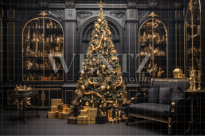 Fabric Photography Background Vintage Christmas Room / Backdrop 4356