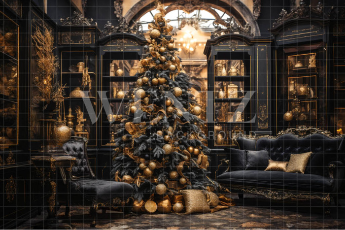 Fabric Photography Background Vintage Christmas Room / Backdrop 4358