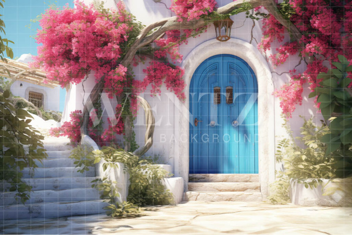 Fabric Photography Background Greek House / Backdrop 4368