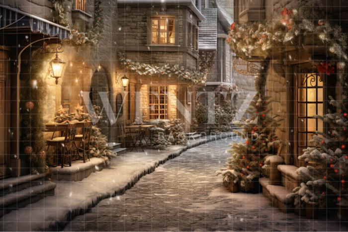 Fabric Photography Background Christmas Village / Backdrop 4372