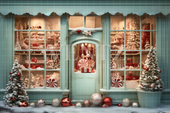 Fabric Photography Background Christmas Candy Shop / Backdrop 4374