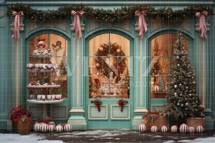 Fabric Photography Background Christmas Candy Shop / Backdrop 4375