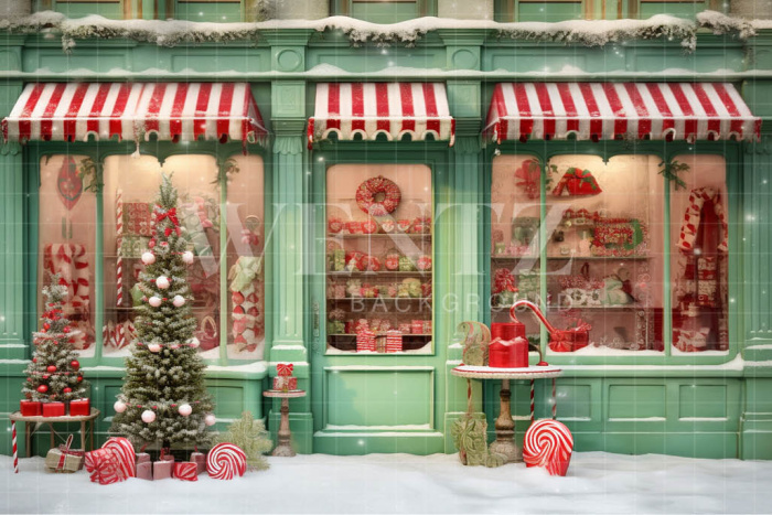 Fabric Photography Background Christmas Candy Shop / Backdrop 4380