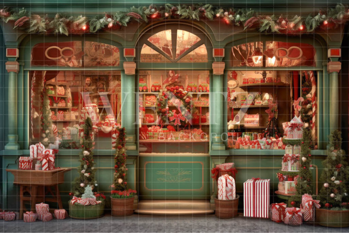 Fabric Photography Background Christmas Store / Backdrop 4388