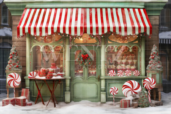 Fabric Photography Background Christmas Candy Shop / Backdrop 4391