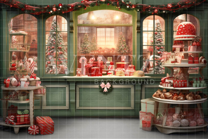 Fabric Photography Background Christmas Candy Shop / Backdrop 4392