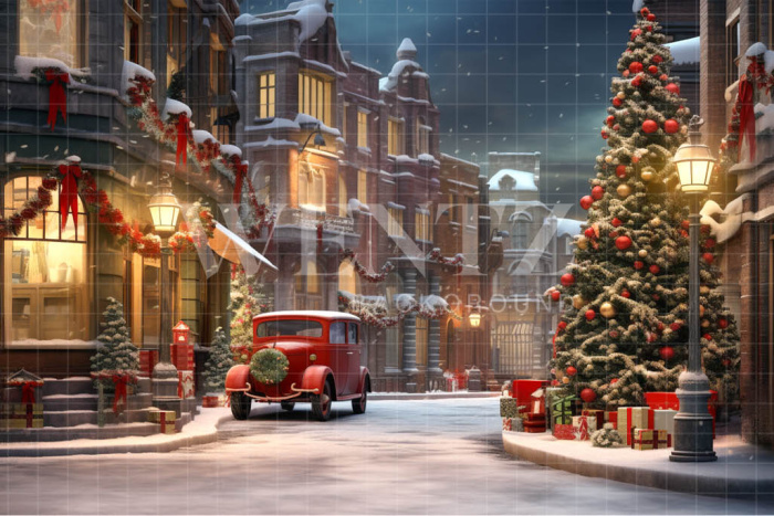 Fabric Photography Background Christmas Village / Backdrop 4400