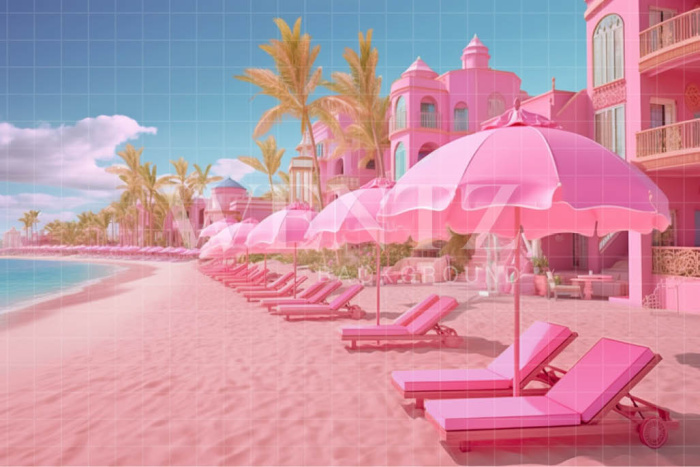 Fabric Photography Background Pink Beach / Backdrop 4466