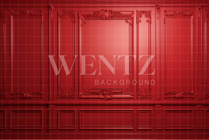 Fabric Photography Background Red Boiserie / Backdrop 4514