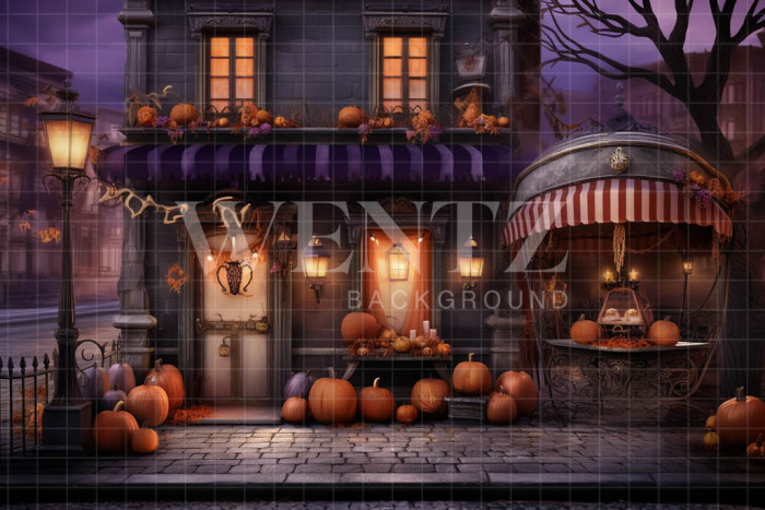 Fabric Photography Background Halloween Facade / Backdrop 4510