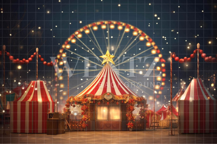 Fabric Photography Background Christmas Amusement Park / Backdrop 4517