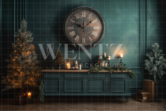 Fabric Photography Background Christmas Set with Clock / Backdrop 4518