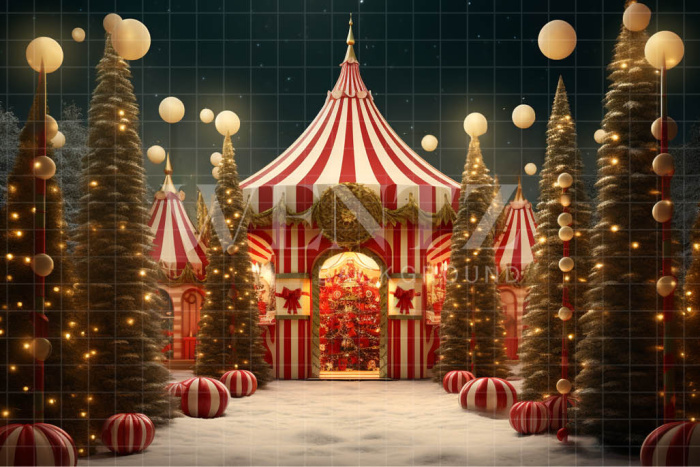 Fabric Photography Background Christmas Circus / Backdrop 4528