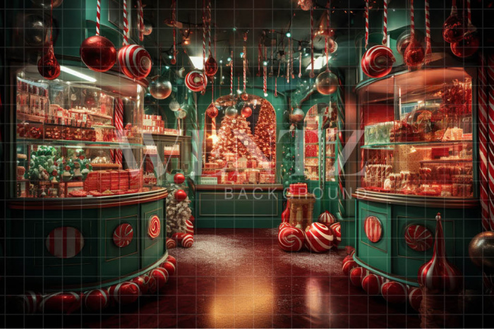 Fabric Photography Background Christmas Candy Shop / Backdrop 4535