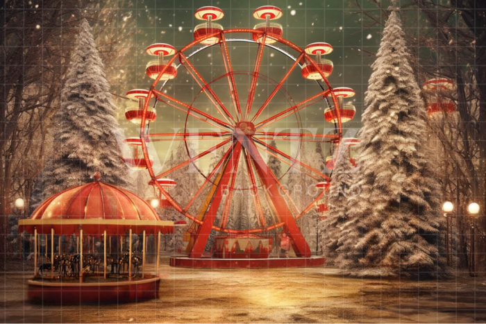 Fabric Photography Background Christmas Carnival / Backdrop 4538