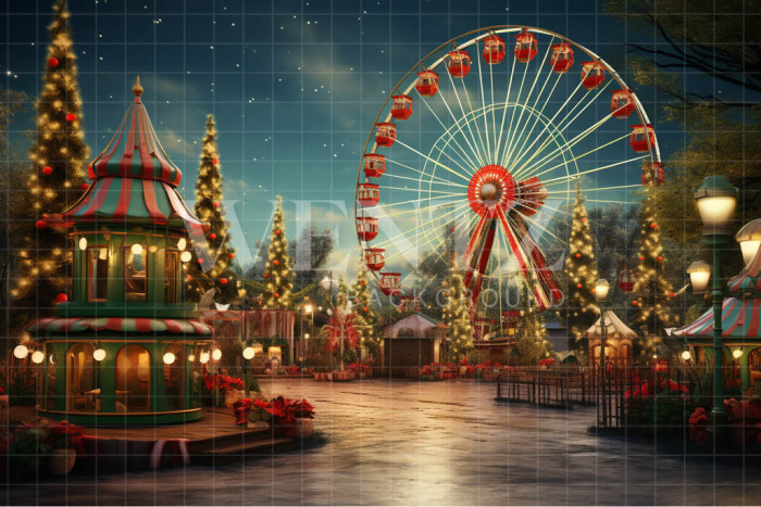 Fabric Photography Background Christmas Carnival / Backdrop 4541