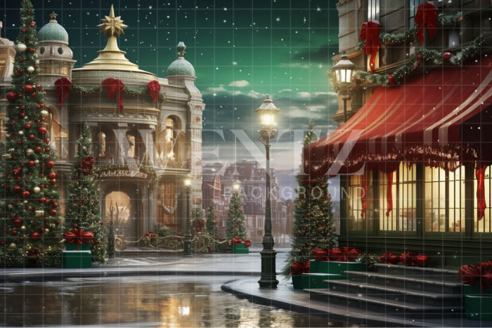 Fabric Photography Background Christmas Village / Backdrop 4542