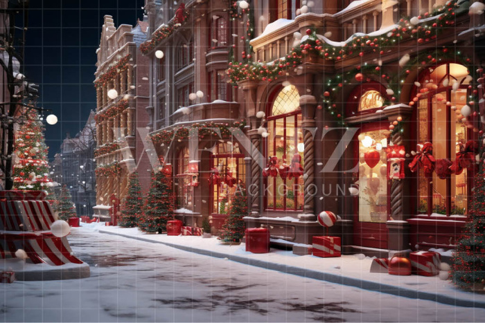 Fabric Photography Background Christmas Village / Backdrop 4543