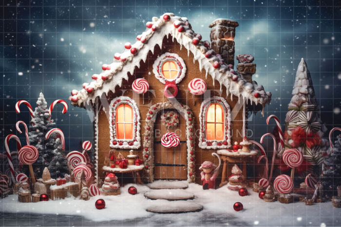 Fabric Photography Background Gingerbread House / Backdrop 4550