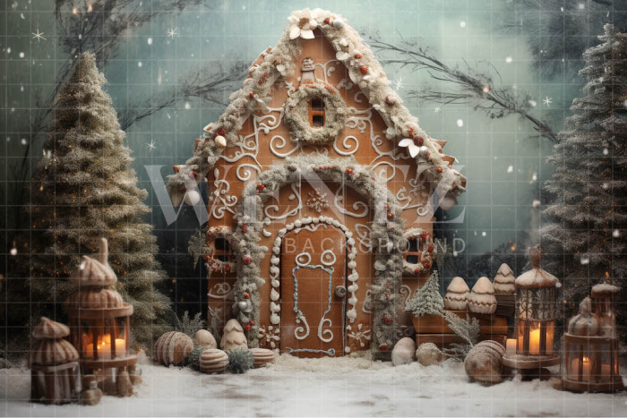 Fabric Photography Background Gingerbread House / Backdrop 4551