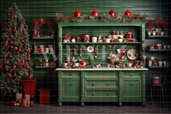 Fabric Photography Background Christmas Cabinet / Backdrop 4559