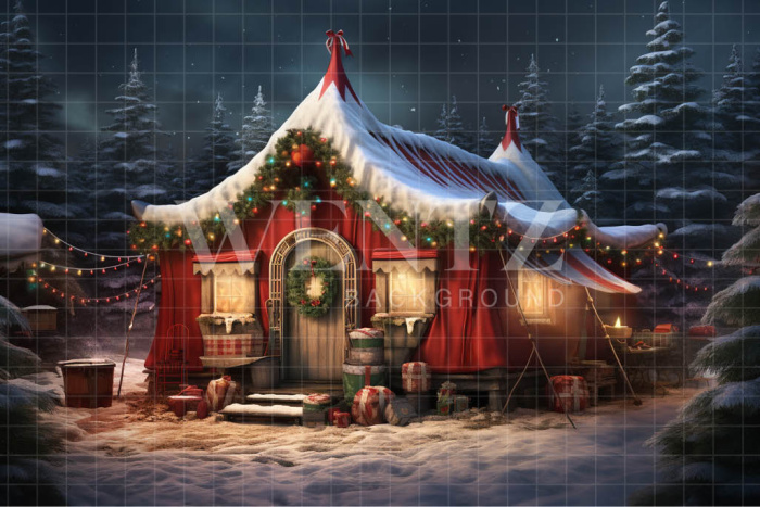 Fabric Photography Background Santa's House / Backdrop 4570