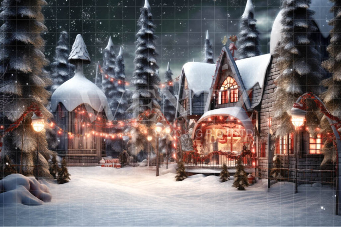 Fabric Photography Background Christmas Village / Backdrop 4575