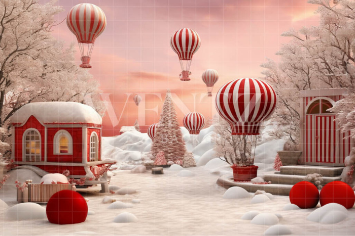 Fabric Photography Background Christmas Village / Backdrop 4584