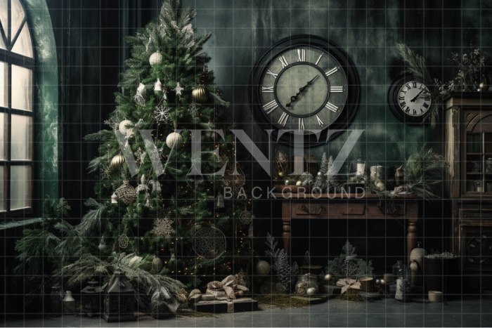 Fabric Photography Background Vintage Christmas Room / Backdrop 4591