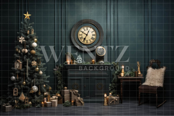 Fabric Photography Background Vintage Christmas Room / Backdrop 4592