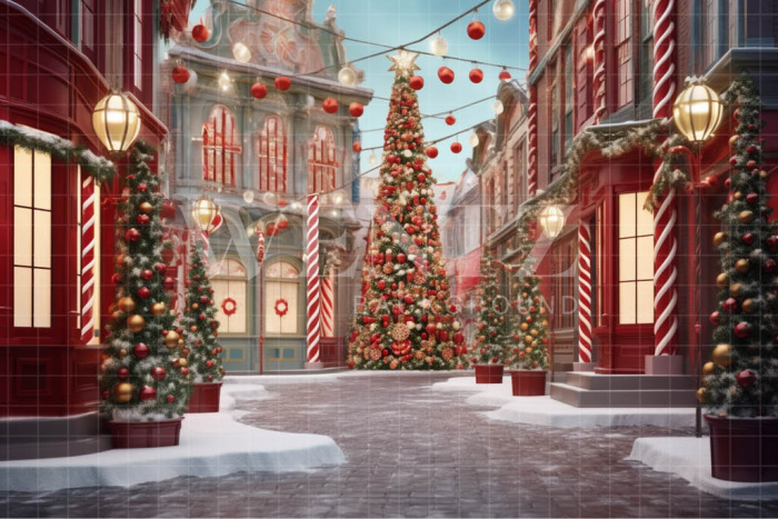 Fabric Photography Background Christmas Village / Backdrop 4593