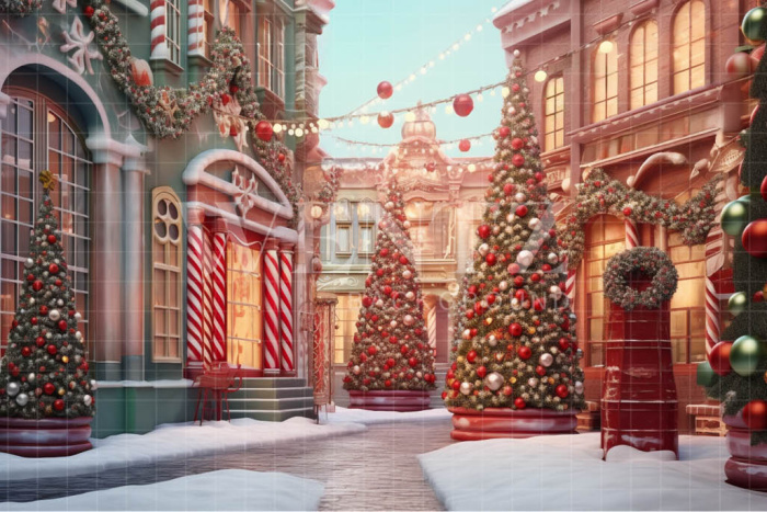 Fabric Photography Background Christmas Village / Backdrop 4594